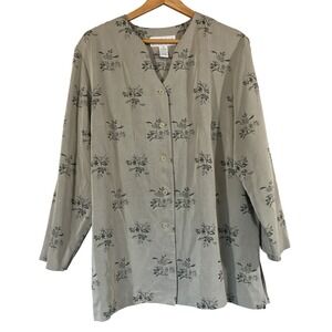 Maggie Mcnaughton Women's 1X‎ Floral Button Down Long Sleeve Top Blouse